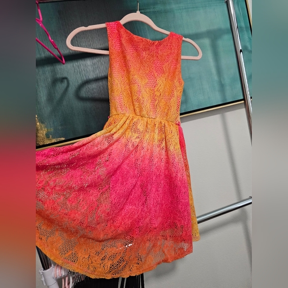 Amy Byer Other - Amy Byer Girl's Fuchsia Ombre Crochet Dress